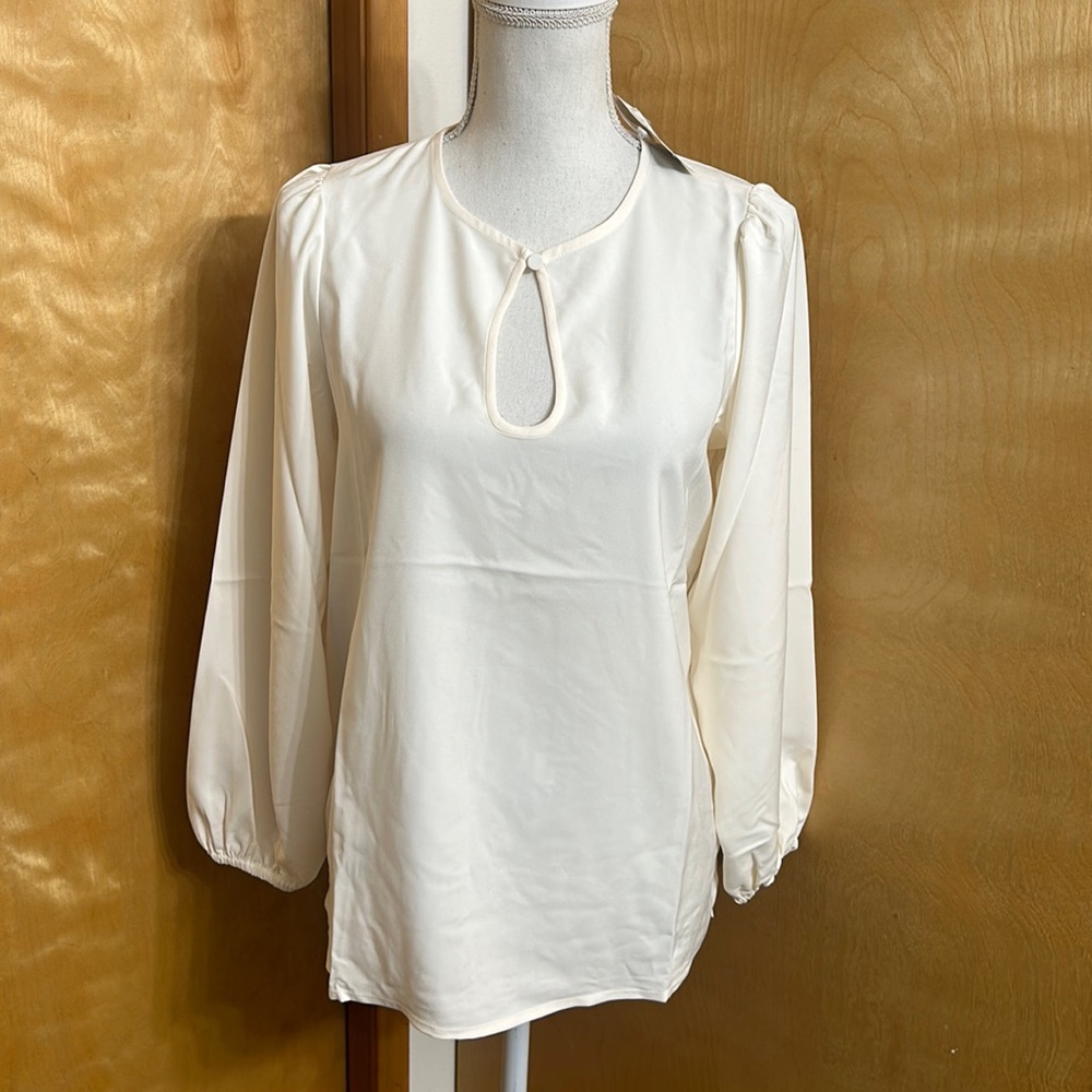 NWT J. Crew Puff Sleeve Satin-Back Crepe Top